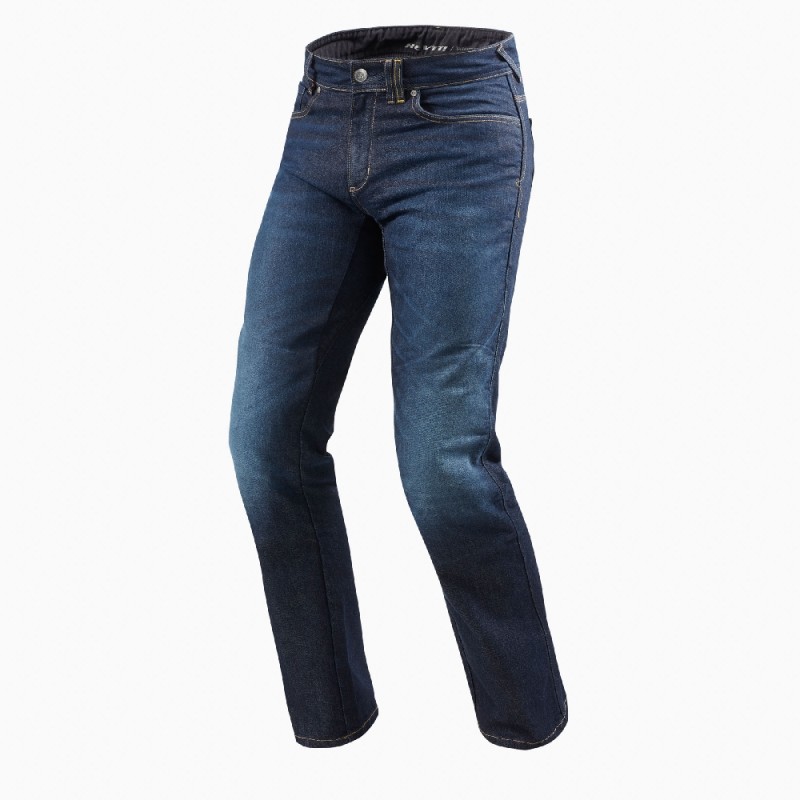 Jeans Uomo Revit Philly 2 LF Blu Scuro L36 Allungato - Jeans per Moto