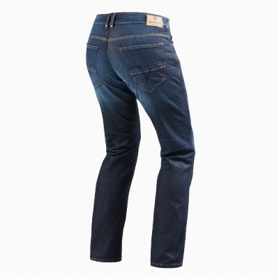 Jeans Uomo Revit Philly 2 LF Blu Scuro L36 Allungato - Jeans per Moto