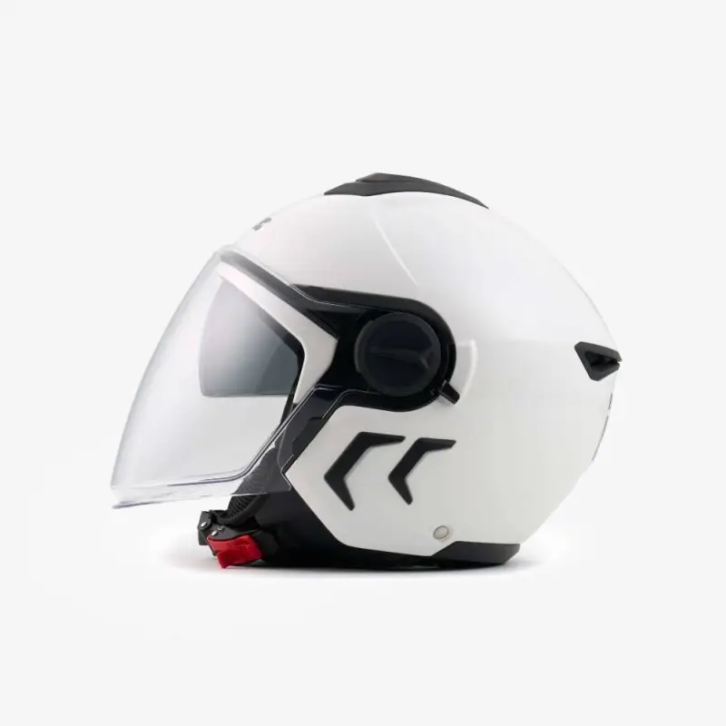 Casco Demi-Jet BHR Per Motociclo - Bianco, Con Visiera Antigraffio, Fodera Removibile, Cinturino Micrometrico