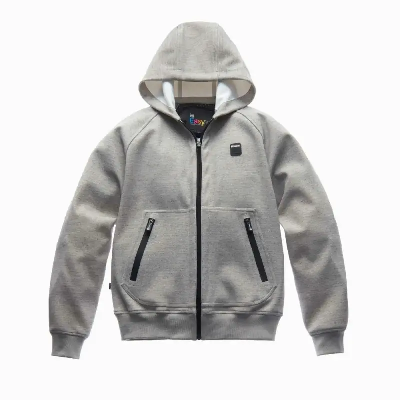 Felpa In Tessuto Blauer Easy Man Open Hoodie Luna Melange Grigio 3XL
