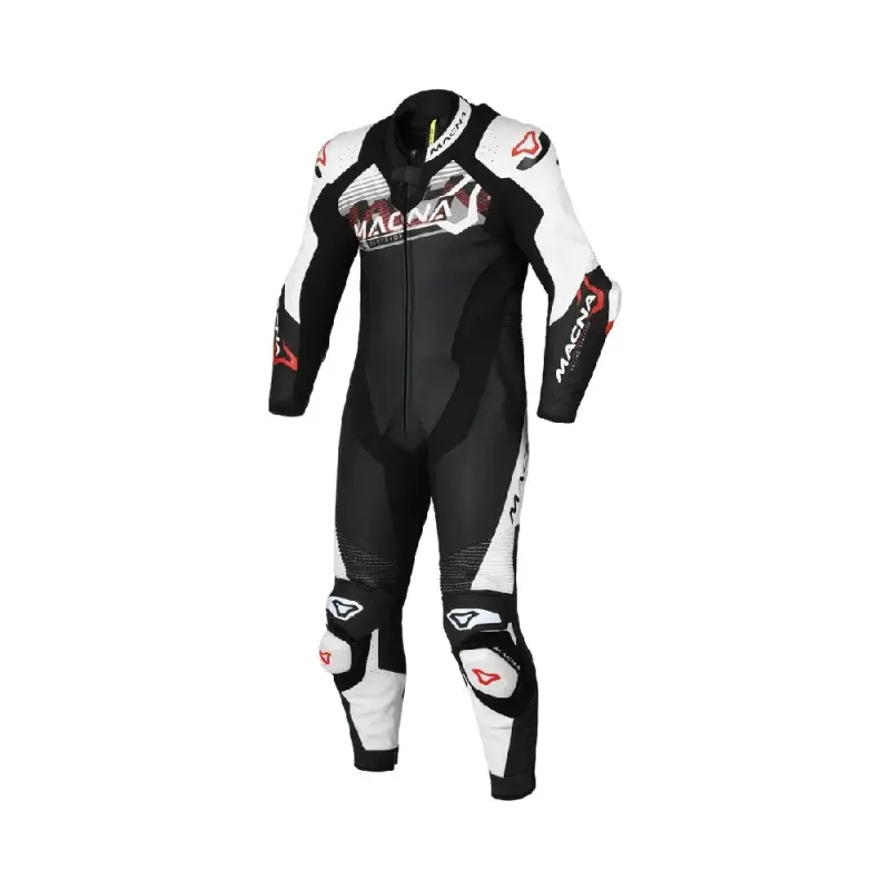 Tuta Intera In Pelle Macna Blitz 1pc Nero Rosso UOMO 48