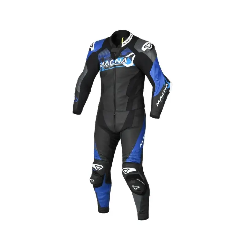 Tuta Divisibile In Pelle Macna Blitz 2pc Nero Blu UOMO 48