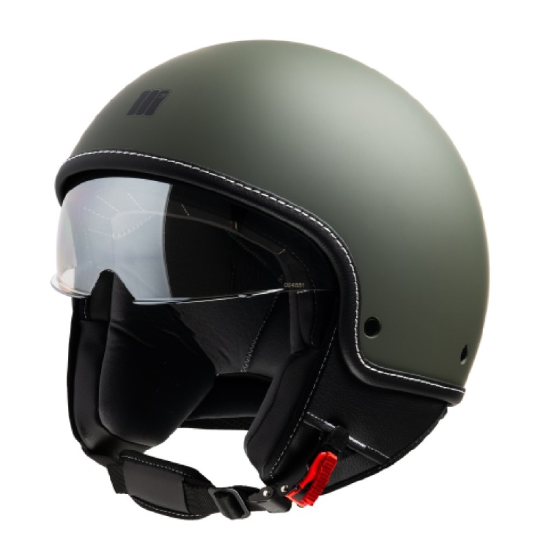 Casco Jet Momo Design Aero Mono Verde Militare Antracite