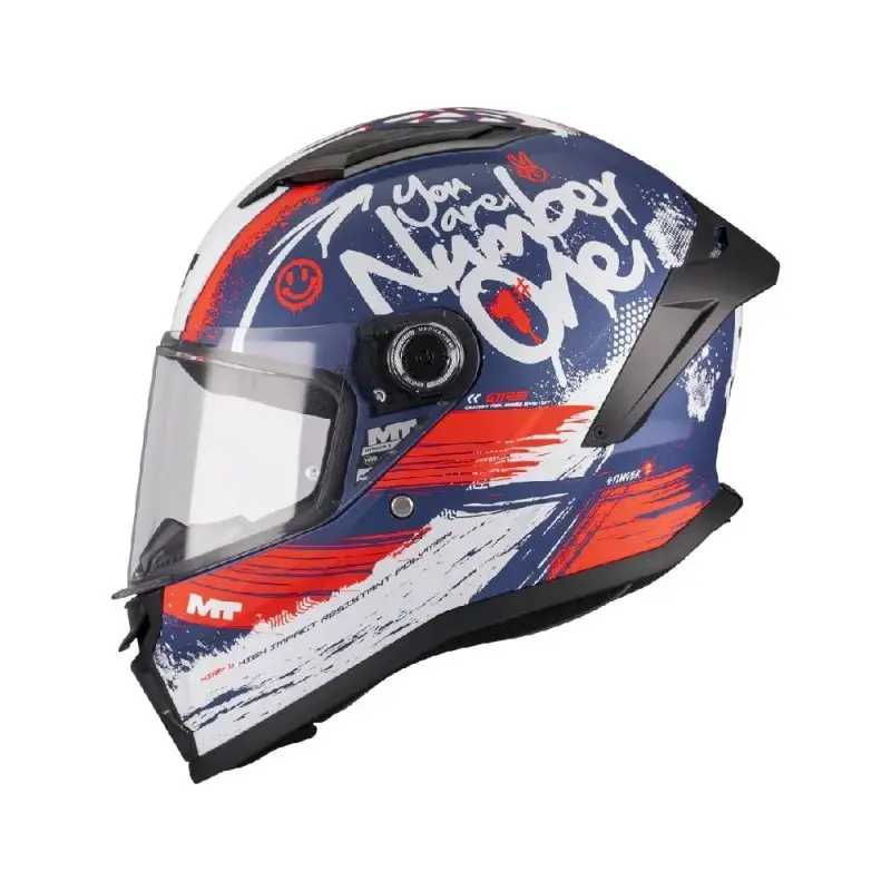 Casco Integrale Bambino Mt Helmets Ff126 Stinger 2 C17 Rocket Blu Bianco Rosso Opaco L