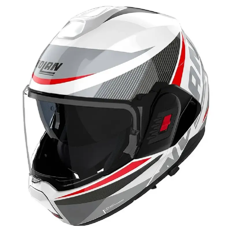 Casco Modulare Nolan N120-1 Duetto 368 Bianco Grigio Rosso Lucido XL