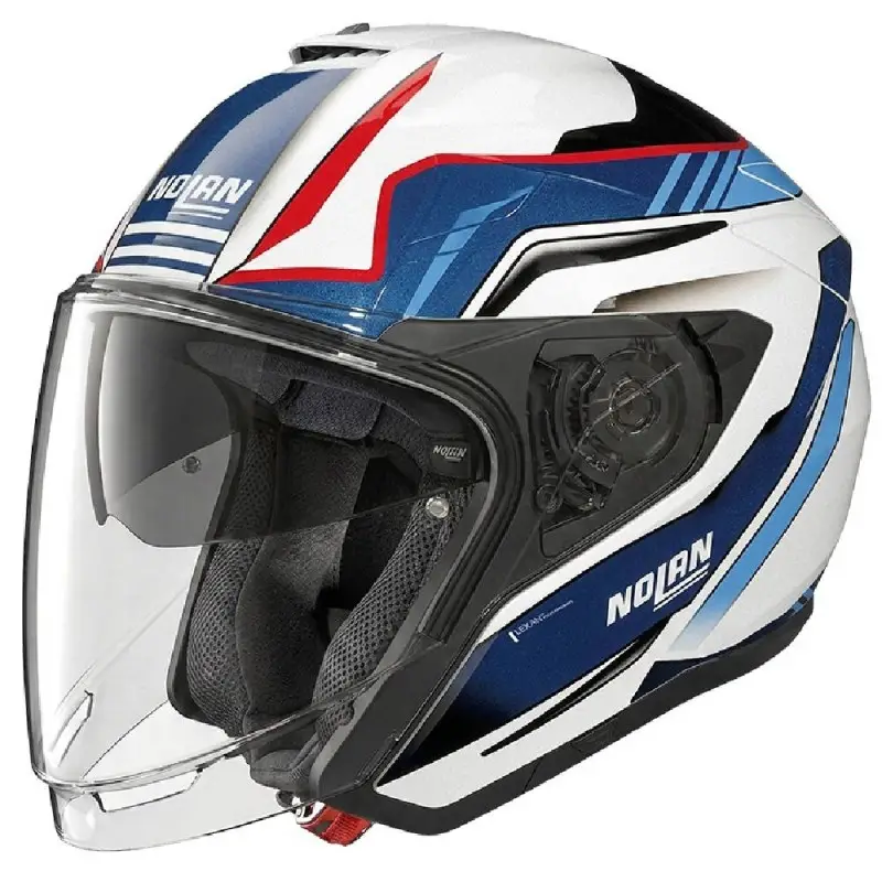 Casco Jet Nolan N40-6 Piega 344 Bianco Rosso Blu Lucido S