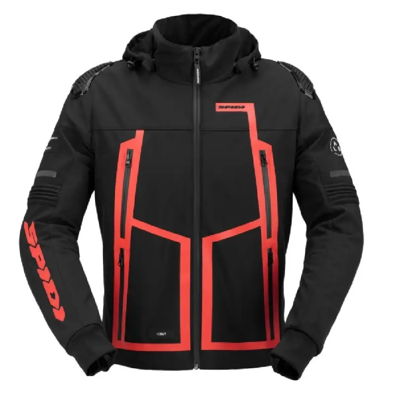 Giacca Moto Impermeabile Spidi Hoodie Warrior H2Out Nero Rosso M