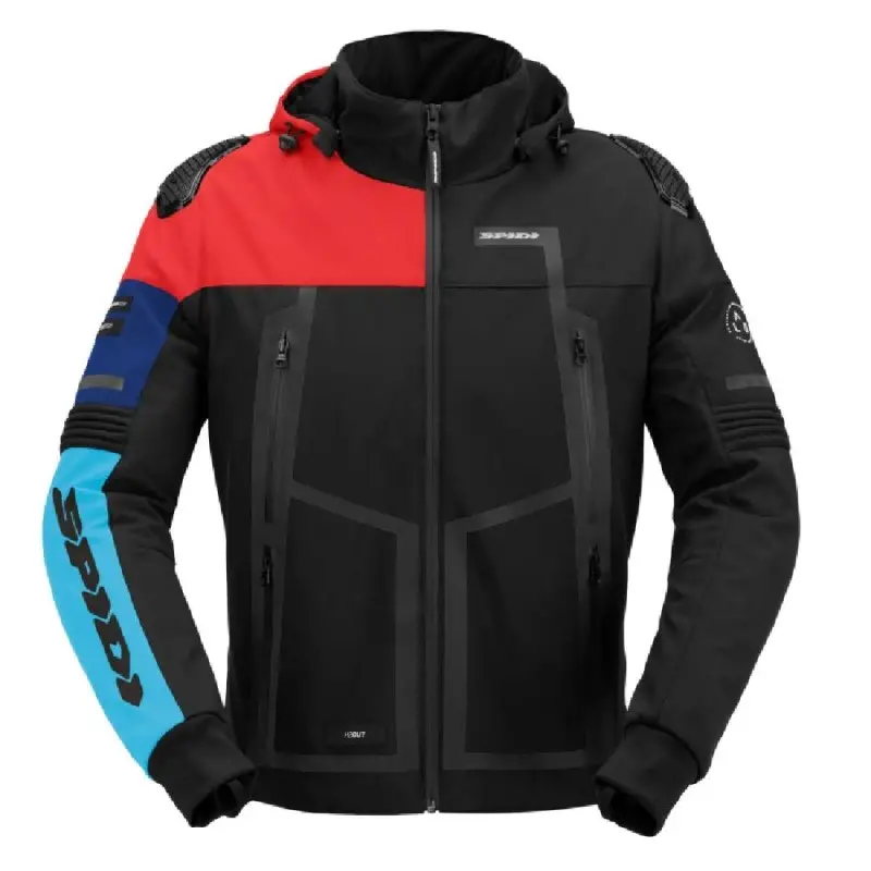 Giacca Moto Impermeabile Spidi Hoodie Warrior H2Out Nero Rosso Azzurro XL