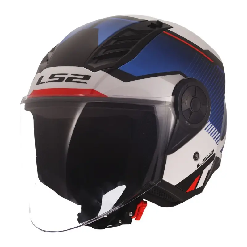 Casco Jet LS2 OF616 Airflow II Solar Bianco Blu Rosso 3XL