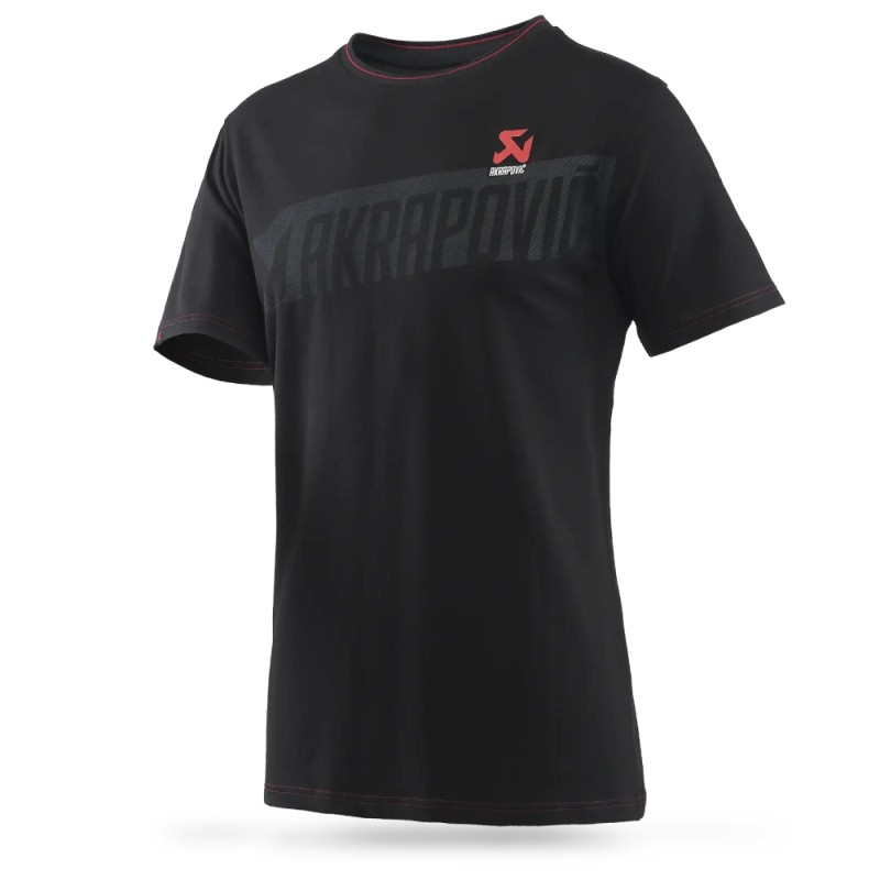 T-Shirt Casual da Uomo in Cotone Elastan con Stampa 3D Akrapovic Nero Rosso M