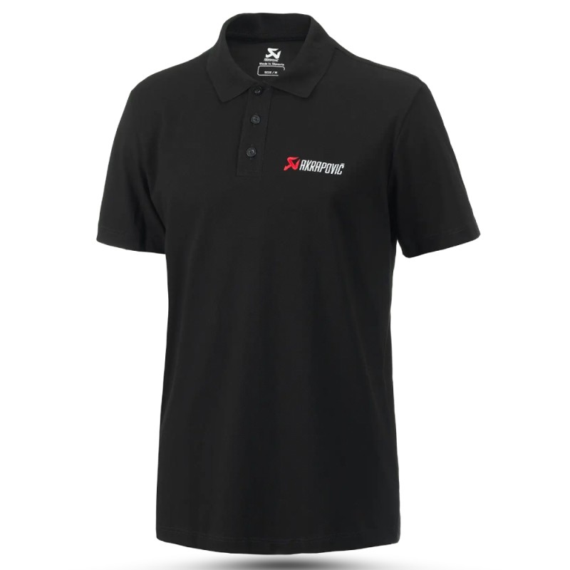 Polo Classica in Piqué 100% Cotone con Ricamo Logo Akrapovic Nero L