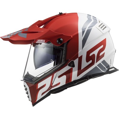 Casco On-Off Touring Ls2 Mx436 Pioneer Evo Evolve Rosso Bianco - Caschi On-Off Touring