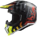 Casco Cross Carbonio Ls2 MX703 X-Force Barrier H-V Giallo Rosso Lucido