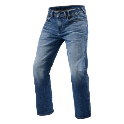 Jeans Uomo Revit Philly 3 Lf Blu Medio Slavato L32 Accorciato - Jeans per Moto