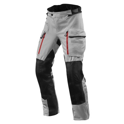 Pantaloni Rev'it Sand 4 H2O Argento Nero Accorciato - Pantaloni Moto in Tessuto
