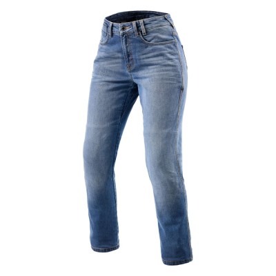 Jeans Rev'it Victoria 2 Ladies Sf Classic Blu Slavato L30 Accorciato - Pantaloni Moto Donna