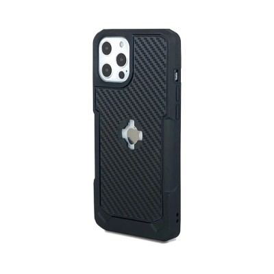 Custodia Adatta per iPhone 12/12 Pro Max Con Supporto Cube X-Guard Carbonio - Custodie Protettive