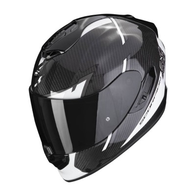 Casco Integrale Scorpion Exo-1400 Evo Carbon Air Kendal Nero Lucido Bianco - Caschi Moto Integrali