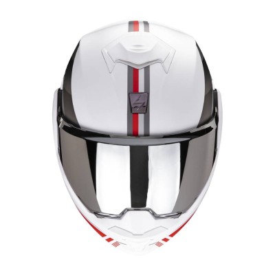 Casco Modulare Scorpion Exo-Tech Evo Genre Bianco Opaco Argento Rosso - Caschi Moto Modulari