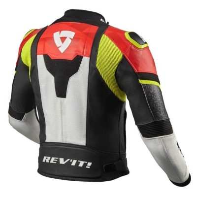 Giacca in Pelle Revit Hyperspeed Air Nero Neon Rosso - Giacche Moto in Pelle