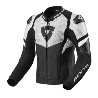 Giacca in Pelle Revit Hyperspeed Air Nero Bianco - Giacche Moto in Pelle
