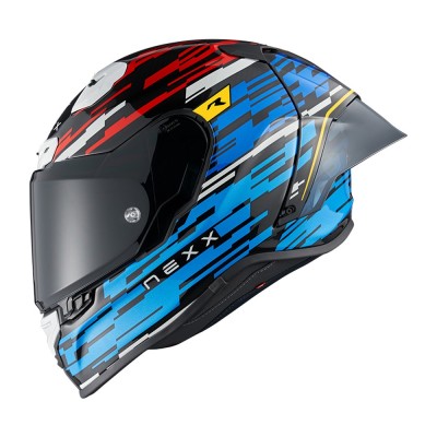 Casco integrale Nexx X.R3R Glitch Racer Blu Rosso - Caschi Moto Integrali
