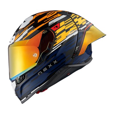 Casco integrale Nexx X.R3R Glitch Racer Arancio Blu - Caschi Moto Integrali